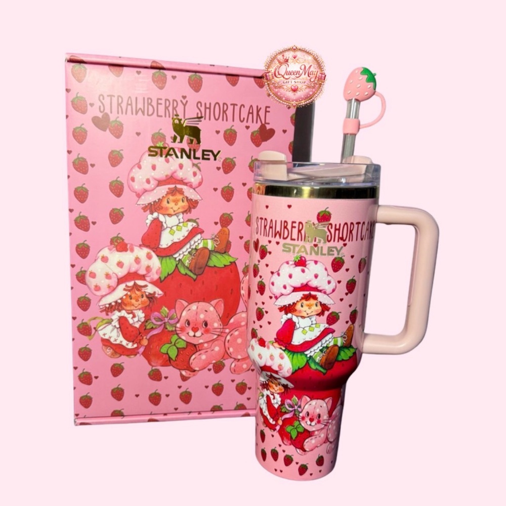 Stanley Pink Tumbler with Strawberry Shortcake